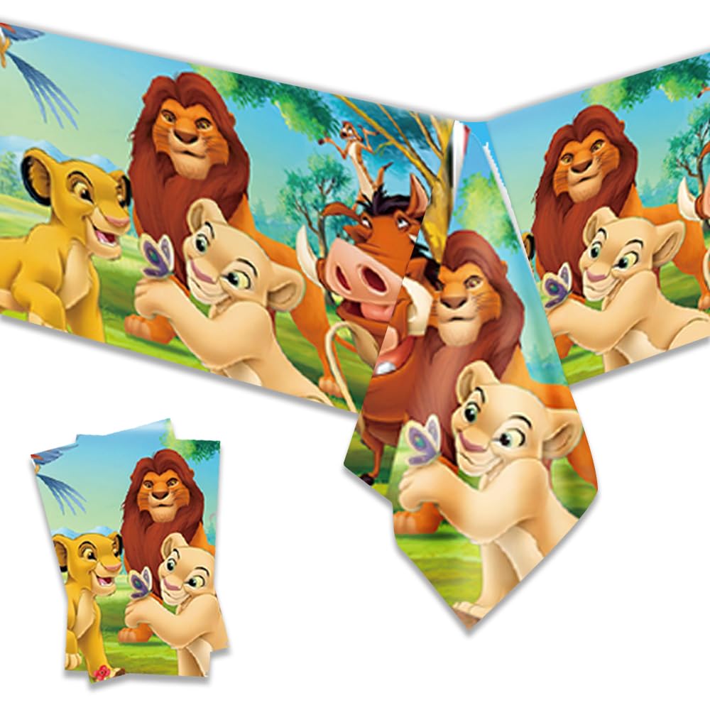 2Pcs Lion-King Tablecloth Disposable Tablecover Birthday Party Supplies and Decorations for Kid Boy Baby Shower Rectangle Tables 70"X42",2 Pack
