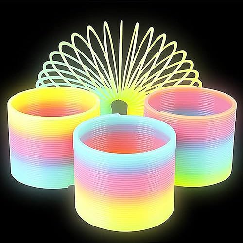 Miniatura 2 de Resorte helicoidal de plástico, diseño de arco iris mágico que brilla en la oscuridad, recuerdo de fiesta, relleno de bolsa de cumpleaños, relleno