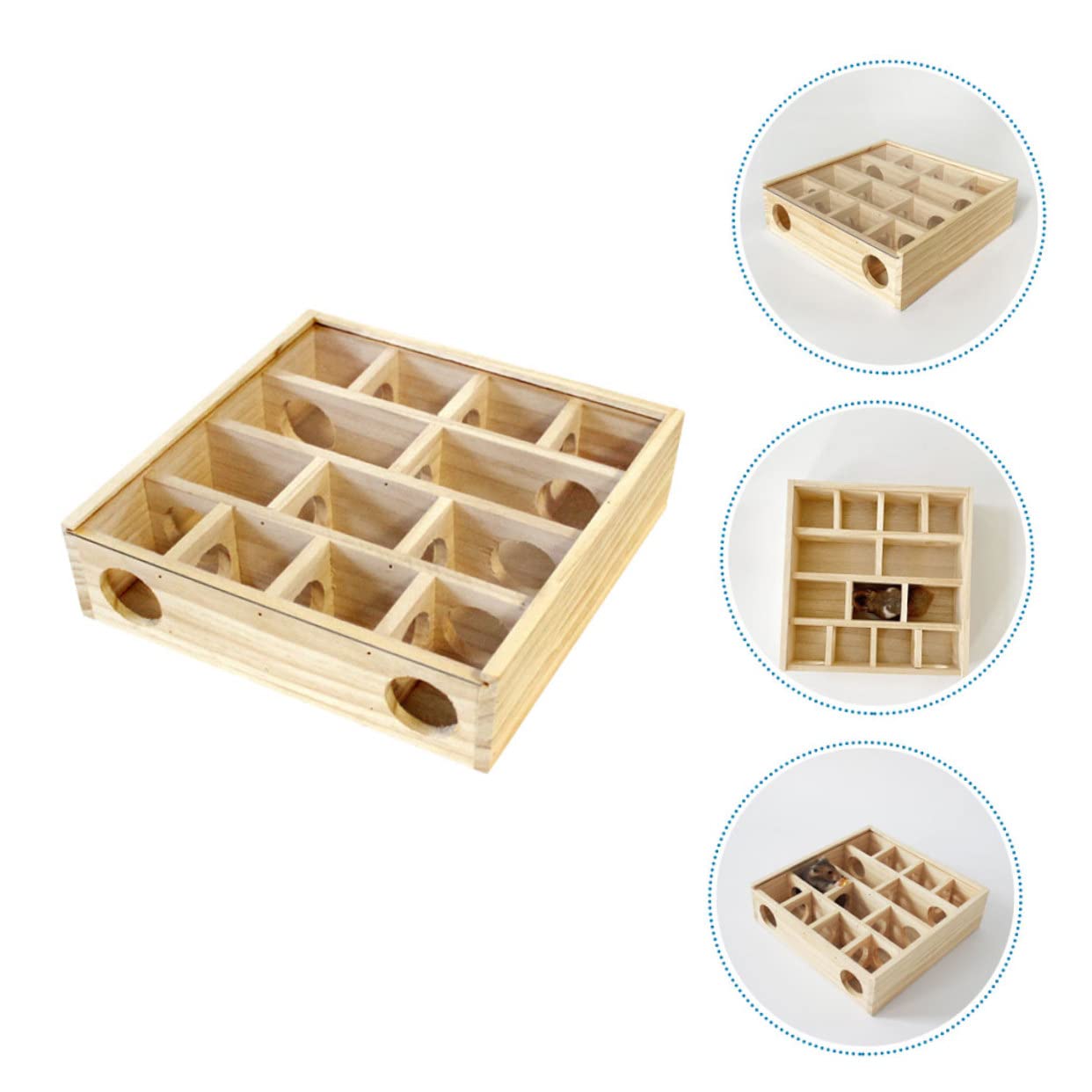 Milisten Holz Hamster Labyrinth Spielzeug mit Mehrkammern Sicheres Nagerlabyrinth für Kleine Hamster Ratten und Chinchillas Aktives Haustierspielzeug Nachhaltiges Holzspielzeug