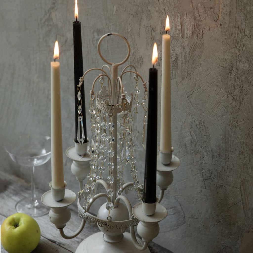 Candelabro nórdico Retro Blanco Puro con Colgante de Cristal para Mesa de Comedor, Ideal para Sala de Estar, Oficina y Banquetes.