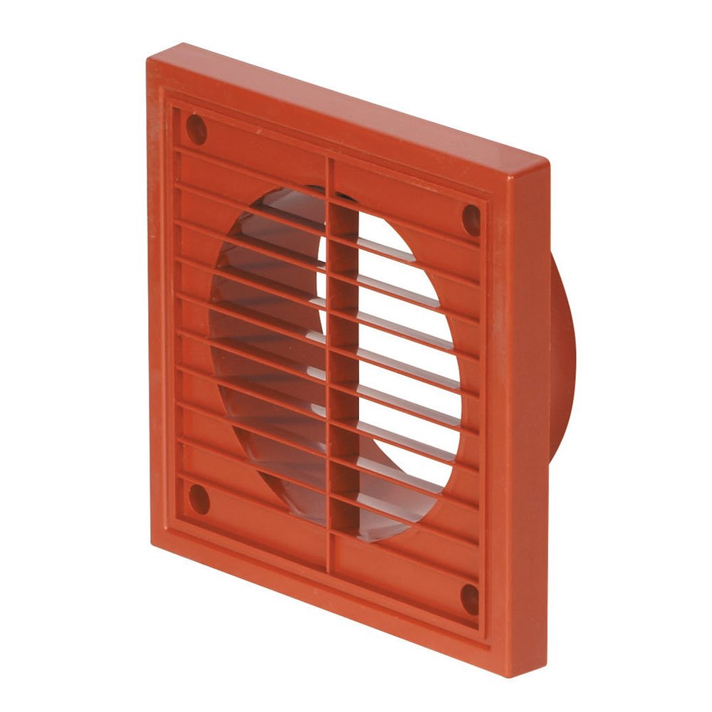 Airflow® External Wall Vent Cover - Terracotta Plastic Grille for 125mm / 5" Ducting - Weatherproof Air Outlet - 187mm x 187mm