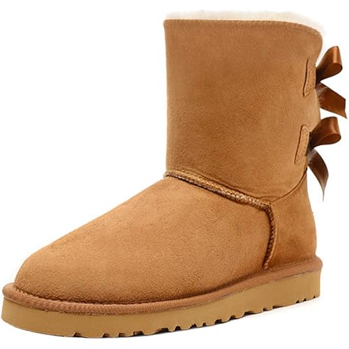 JOY IN LOVE Women's Snow Boots for Winter Mid-Calf high Back Bows