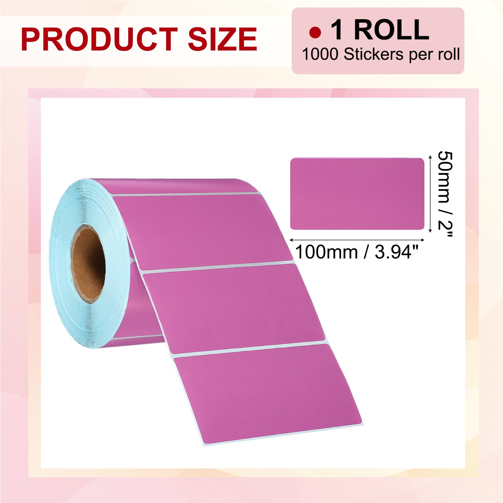 PATIKIL 1000 Etichette Termiche, 2x3.94 Pollici Etichette Termiche Adesive Per Stampanti Etichette Autoadesive Rotolo Di Carta Piccolo, Viola