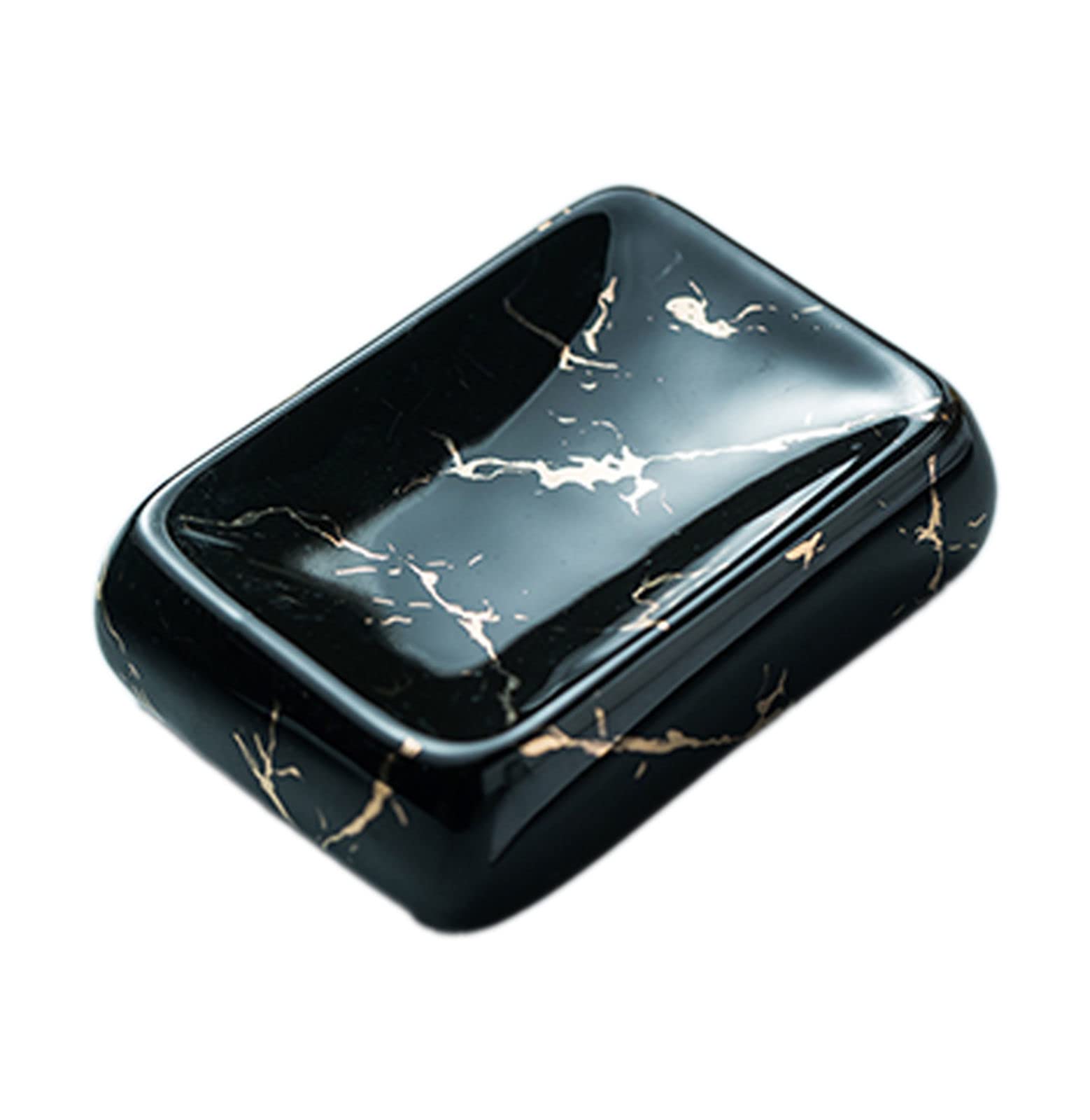 Jabonera, Jabonera * Jabonera de estilo europeo, Jabonera de cerámica con diseño de mármol for jabón en barra, Jabonera de porcelana, Bandeja ovalada for baño, Blanco, 11,5 x 8,5 x 3,5 cm(Black)