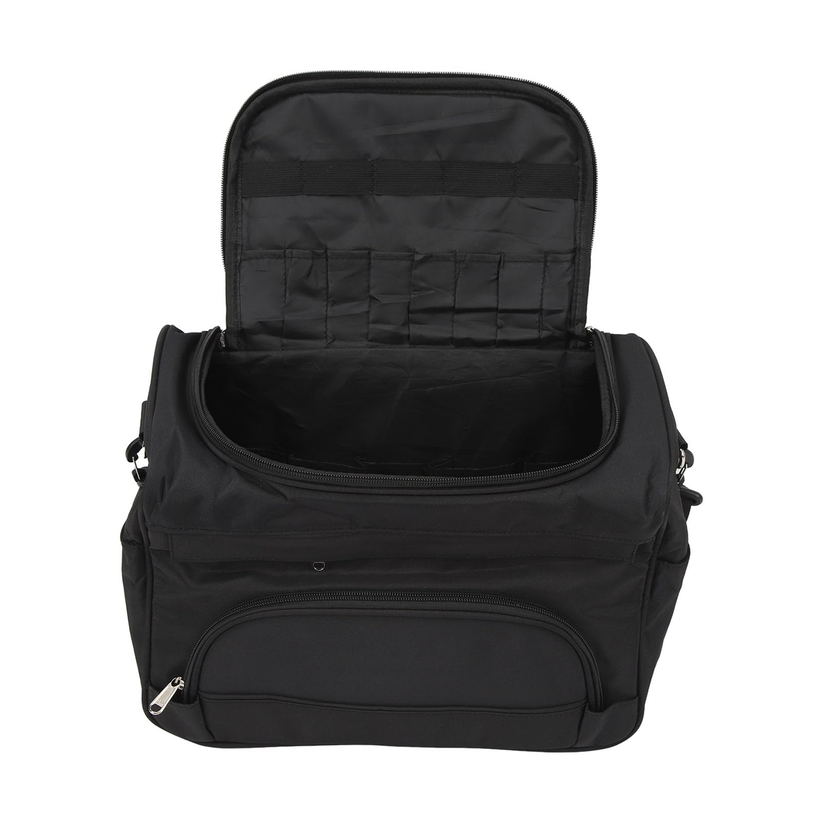 Borsa di stoccaggio multifunzione, borsa viaggio per il trucco di grande capacità con chiusura a zip e tracolla, organizer per cosmetici in tessuto oxford per strumenti
