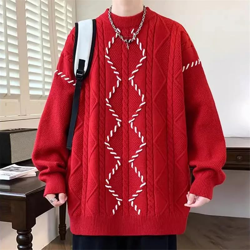 Autumn Winter Casual Sweater Men O-Neck Knit Pullovers Loose Knitted Sweater Streetwear Man3