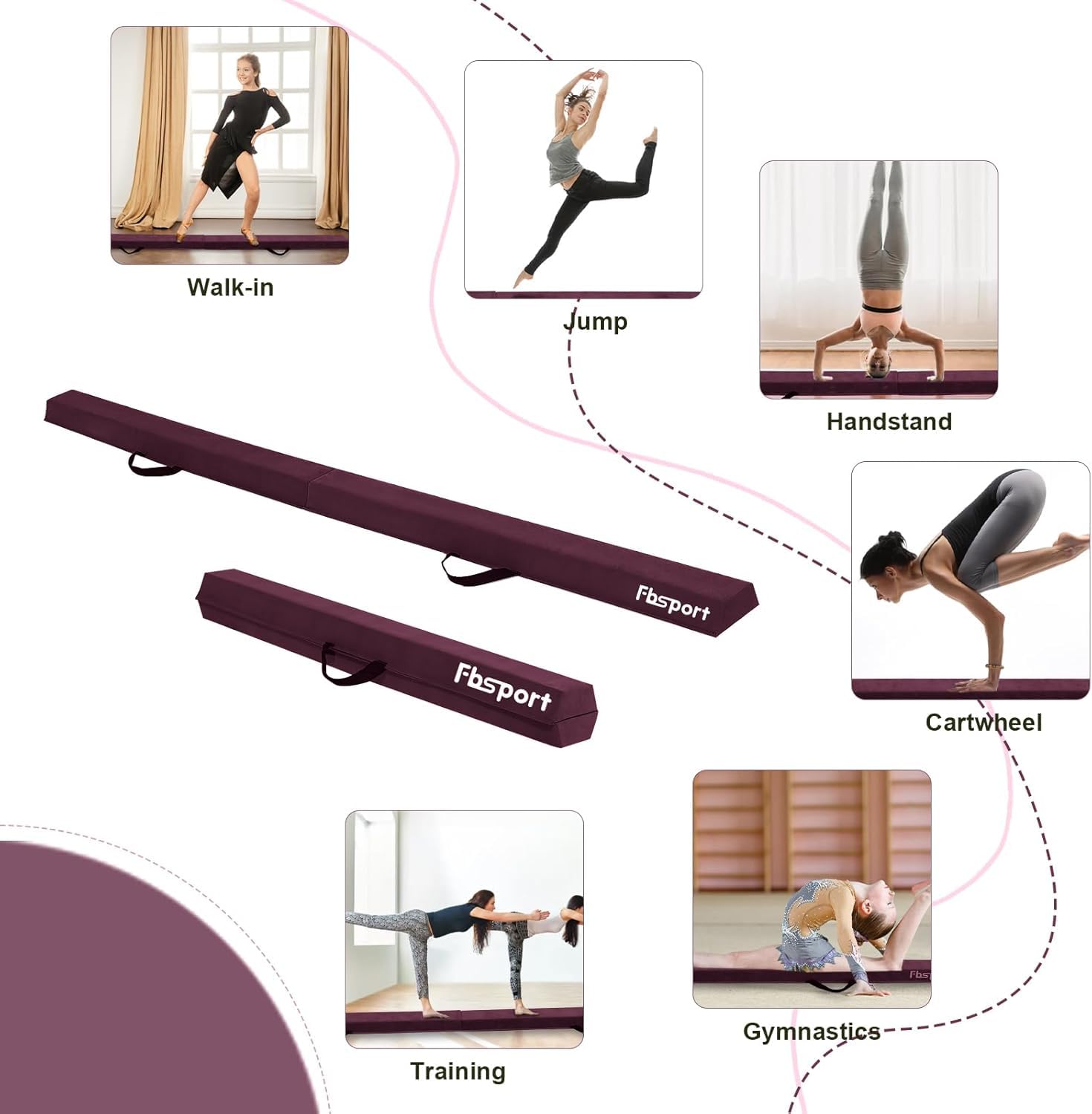 FBSPORT Barra de Equilibrio Plegable 270cm Viga de Gimnasia