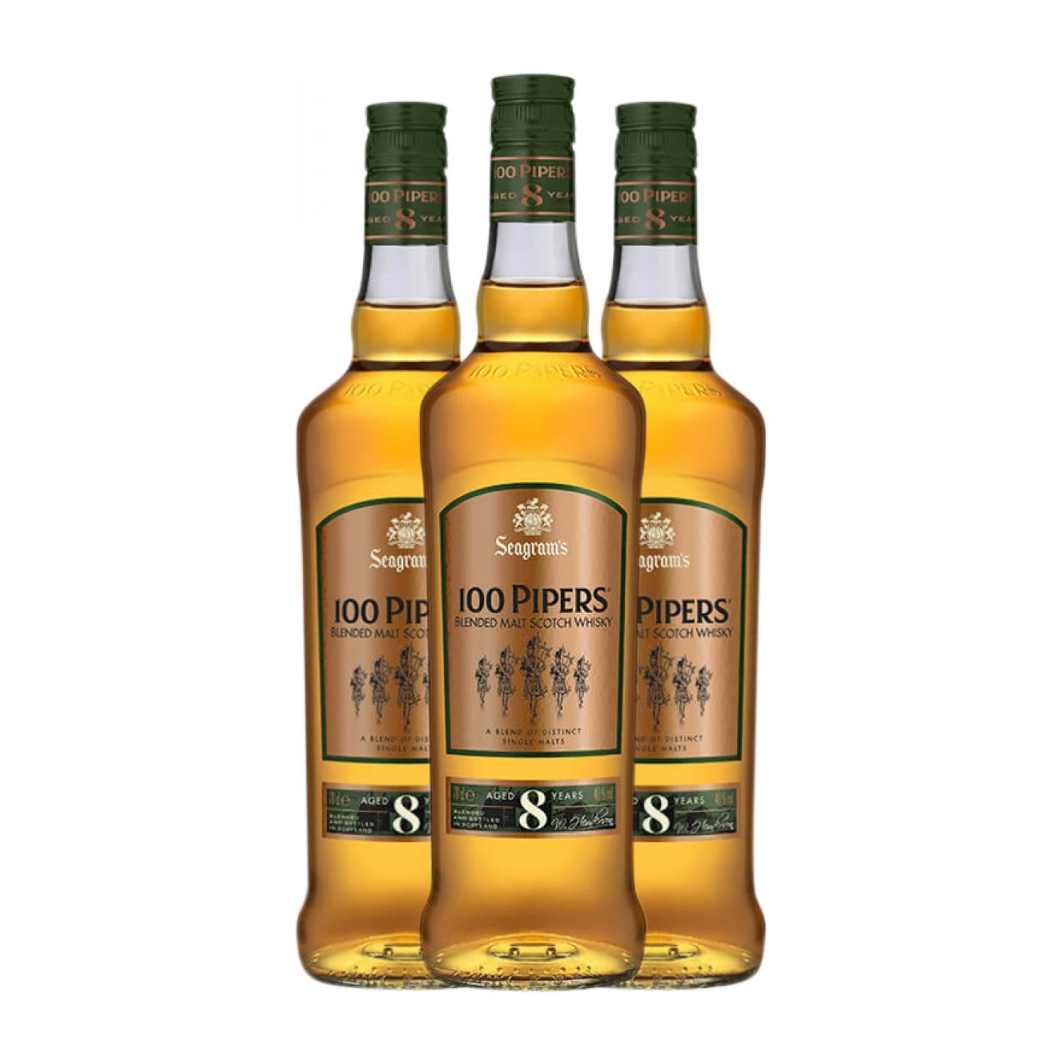 Whisky Blended Seagram's 100 Pipers 8 Años 70 cl (Caja de 3