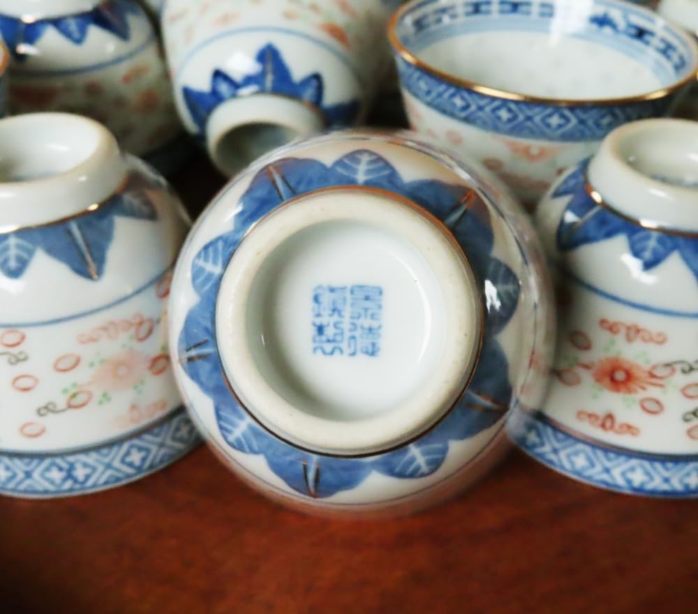 古伊万里 染付花草文 湯呑五客セット 煎茶 器 古美術 幕末明治期