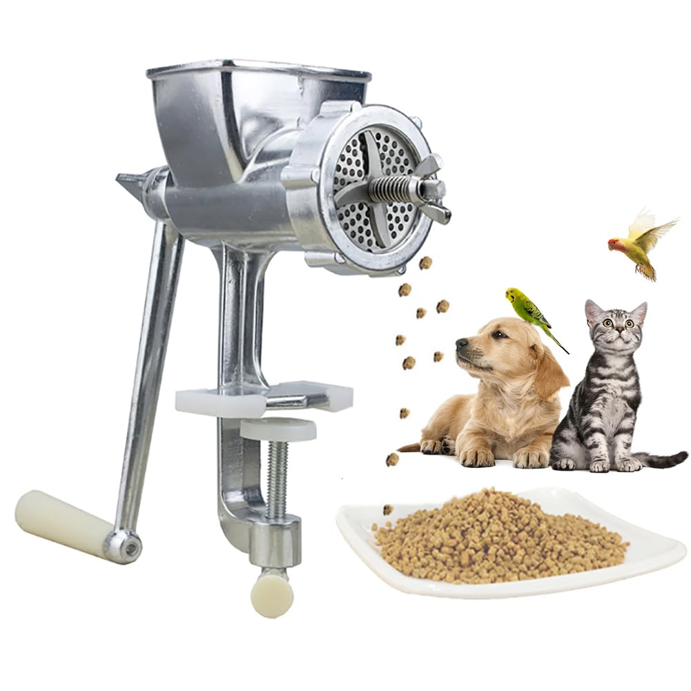 Futterzubereiter für Hunde und Katzen, manuelle Pelletmaschine für Tierfutter, Herstellung von Pellets für Hunde und Katzen mit 2/3/4/5/6/7-mm-Formen, Haushaltsfutter-Pelletprozessor für kleine Fische