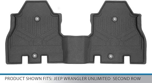 Miniatura 3 de SMARTLINER Alfombrillas de goma de ajuste personalizado, forro de segunda fila, color negro para modelos Jeep Wrangler Unlimited JL 2018-2021