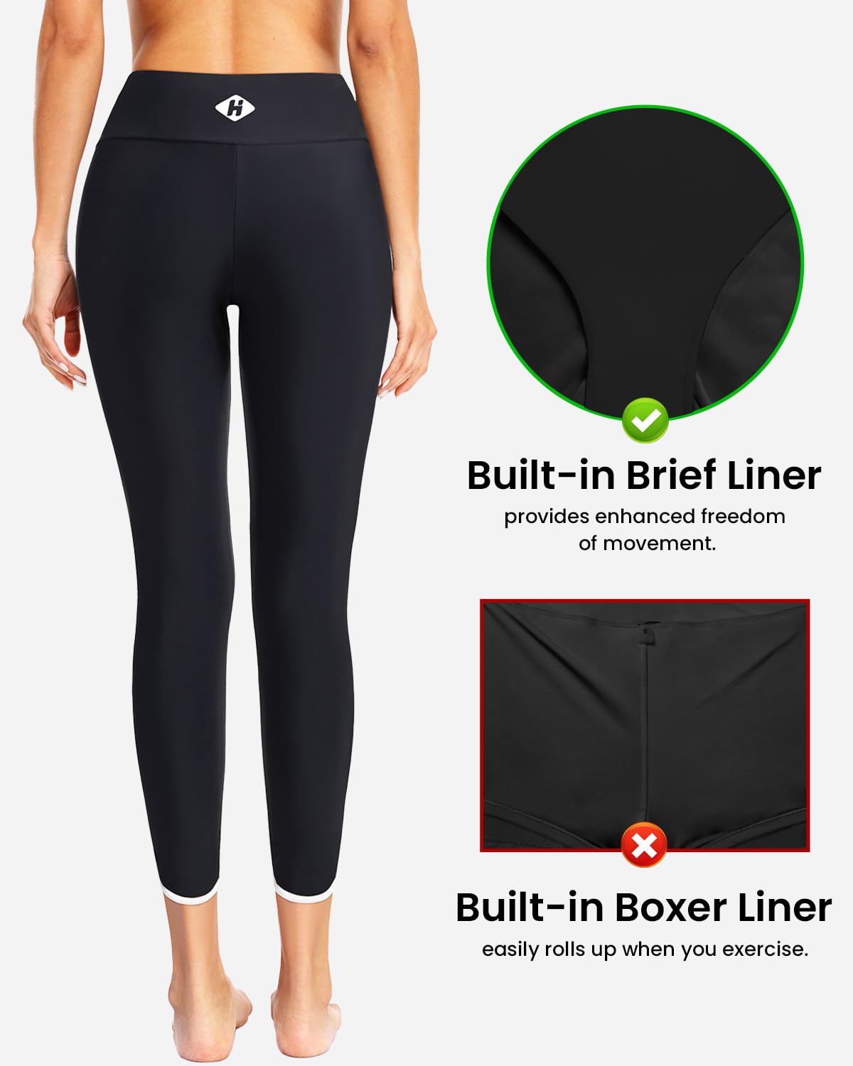 Pantalones de natación de cintura alta para mujer Holipick, leggings UPF 50+