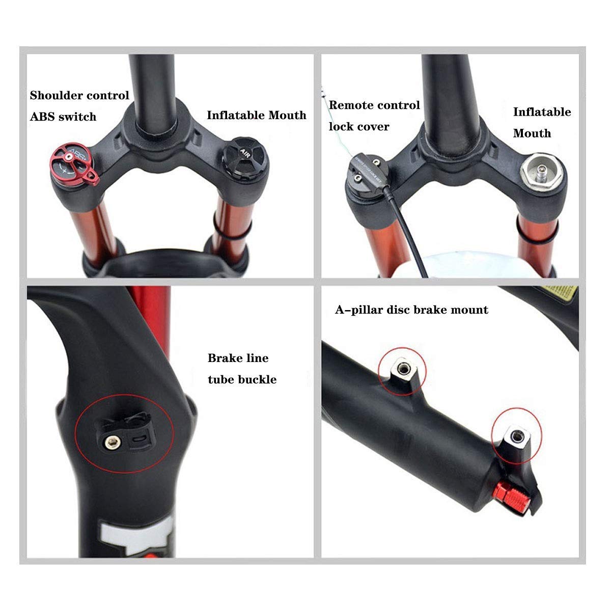 Horquilla de suspensión MTB XC Offroad Bike 26 27,5 29 Pulgadas Tubo cónico Blanco
