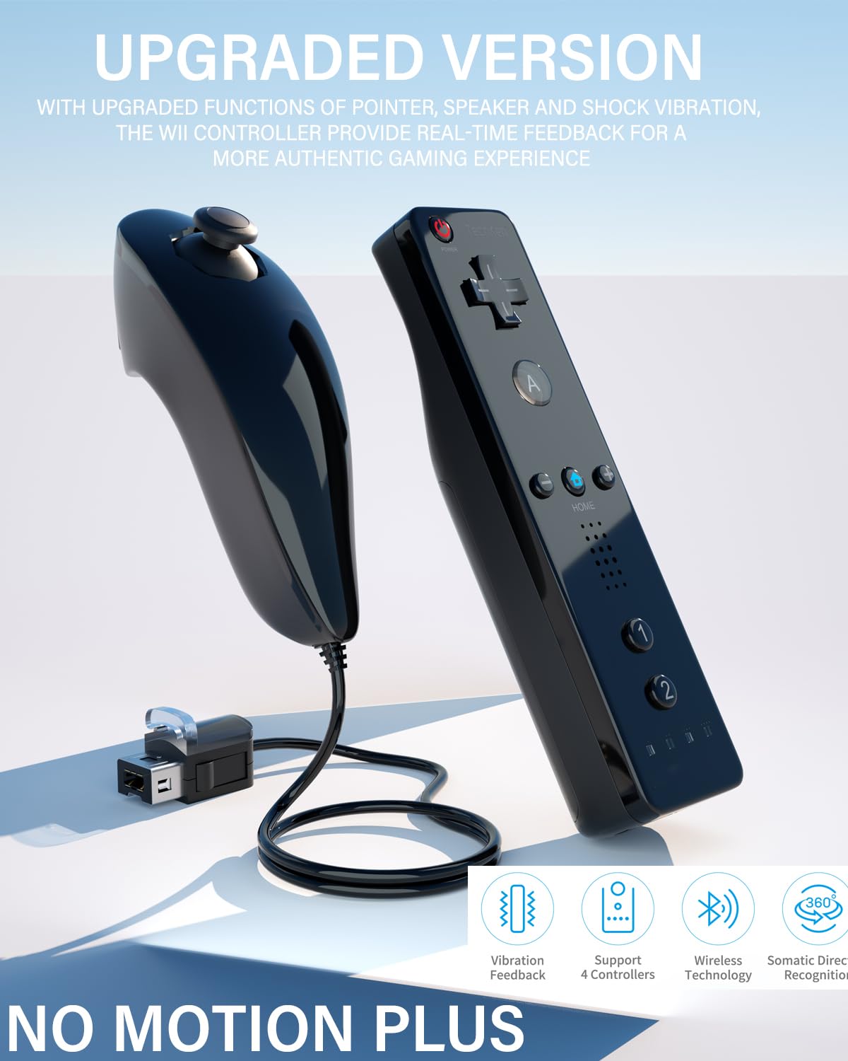 SONVIEE Wii Manette Remote Controller et Nunchuck Joystick Télécommande de Remplacement pour Wii avec étui en Silicone et Dragonne, Contrôleur sans Motion Plus