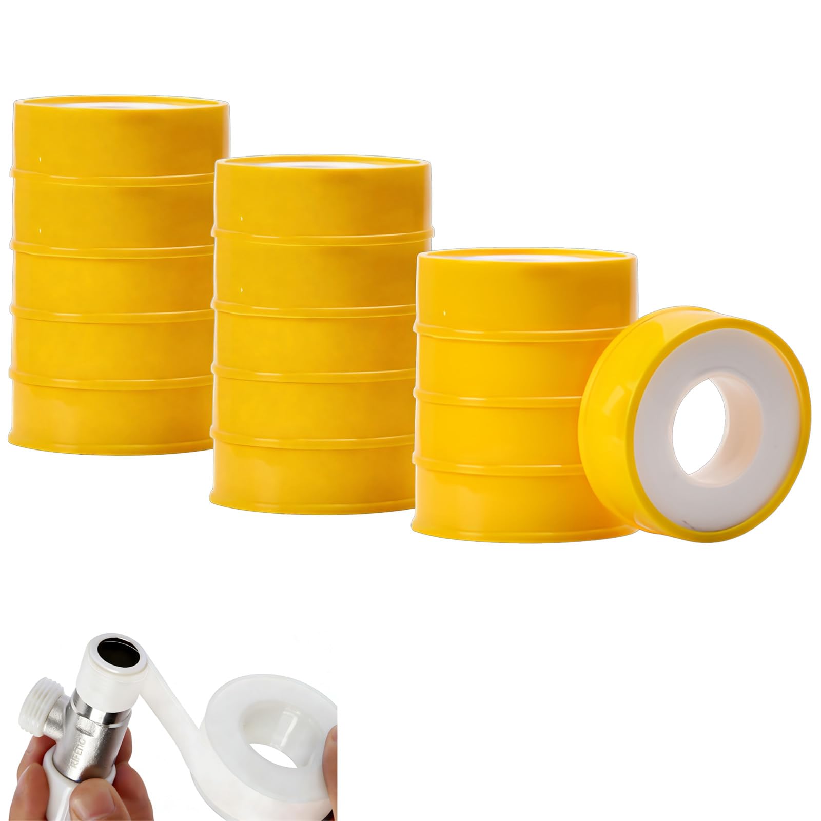 cinta teflon fontaneria 15 rollos cinta selladora PTFE 15mm x 12m blanca alta densidad para tuberias grifos reparaciones sellado impermeable resistente calor hogar profesional