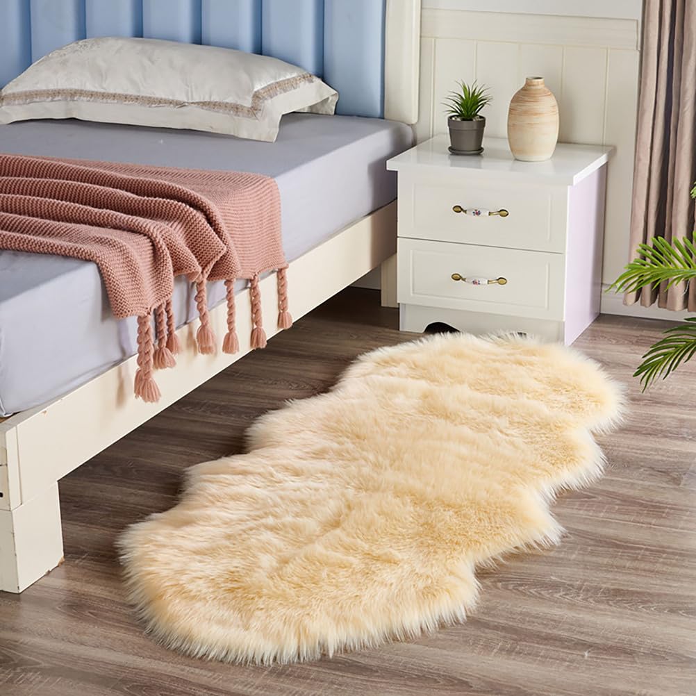 Shaggy Deep-Pile Rug, Non-Slip Washable Fluffy Rugs Area Runner Rugs Modern Decorative Rug for Bedroom, Living Room,beige,180 * 90cm