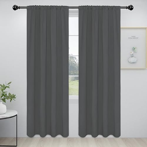Easy-Going - Cortinas opacas con bolsillo para varilla para oscurecer el dormitorio, sala de estar, unicolor, con reducción de ruido y aislamiento