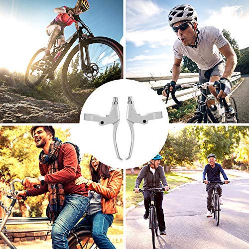 Brake Lever, BicycleStore 1 Pair 2.2cm Diameter Bicycle Brake Handles Aluminum Alloy Universal Anti Skid Front Cycling Bike Brake Kit Bike Accessories for Mountain Bike Folding Bicycle Road (Silver)