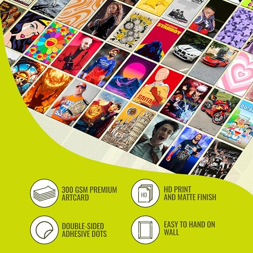 Image of Pack of 54 Friends Wall Collage Kit Posters - 4 x 6 Inches Posters for Wall Decoration - Wall Art For Bedroom, Office, Living room, Dorm room - Glue Dots Included