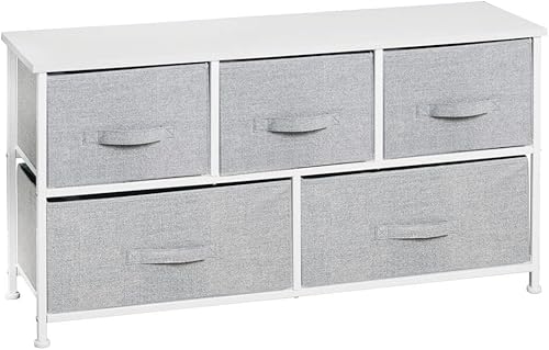 Miniatura 8 de mDesign - Mueble organizador armario unidad de 5 cajones de tela para almacenamiento Tela Gris paquete de de 1