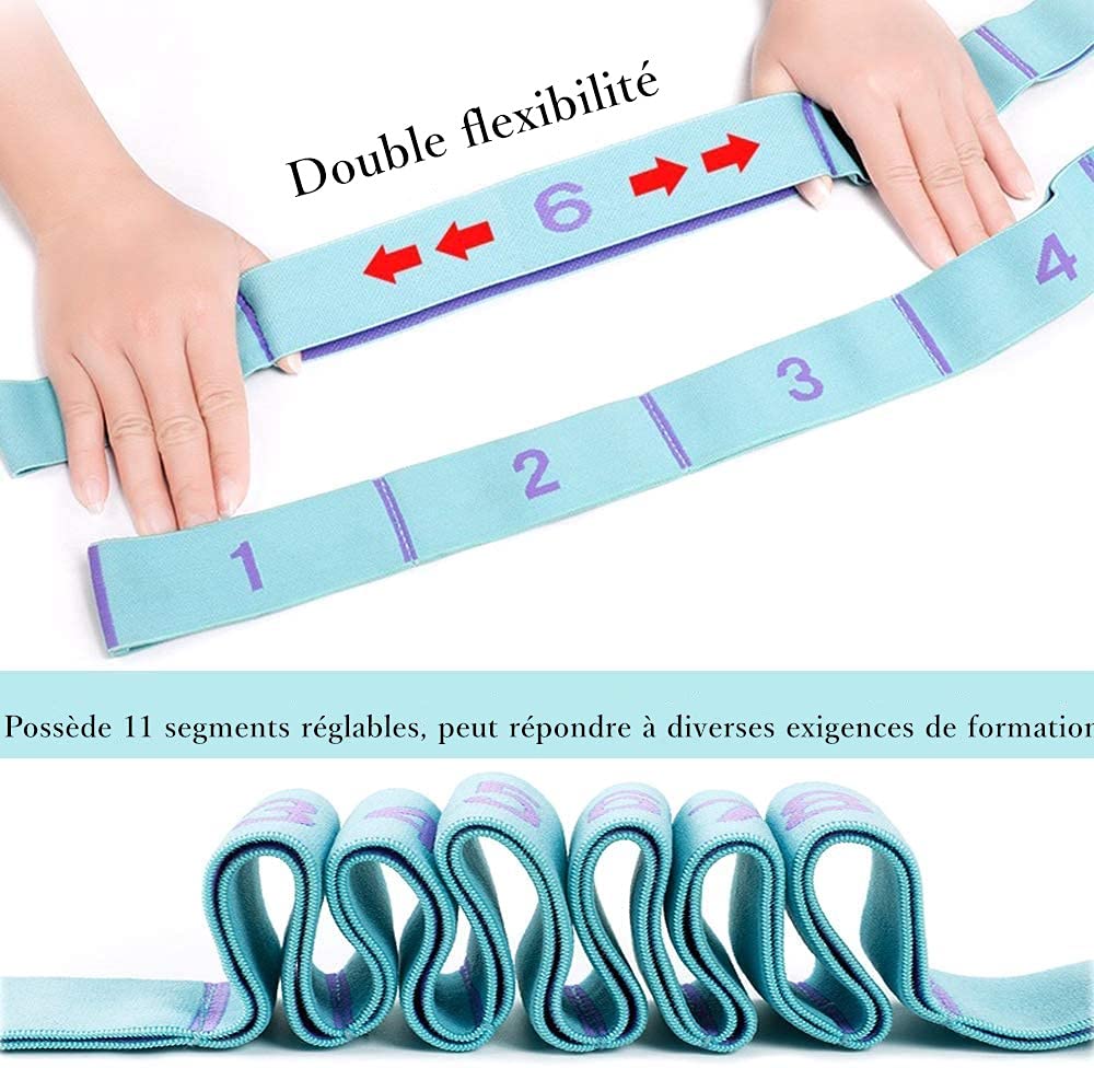 Anvin Sangle De Yoga Élastique Avec 11 Anneaux – Bande D’Exercice Réglable Pour Yoga, Pilates, Physiothérapie Et Musculation