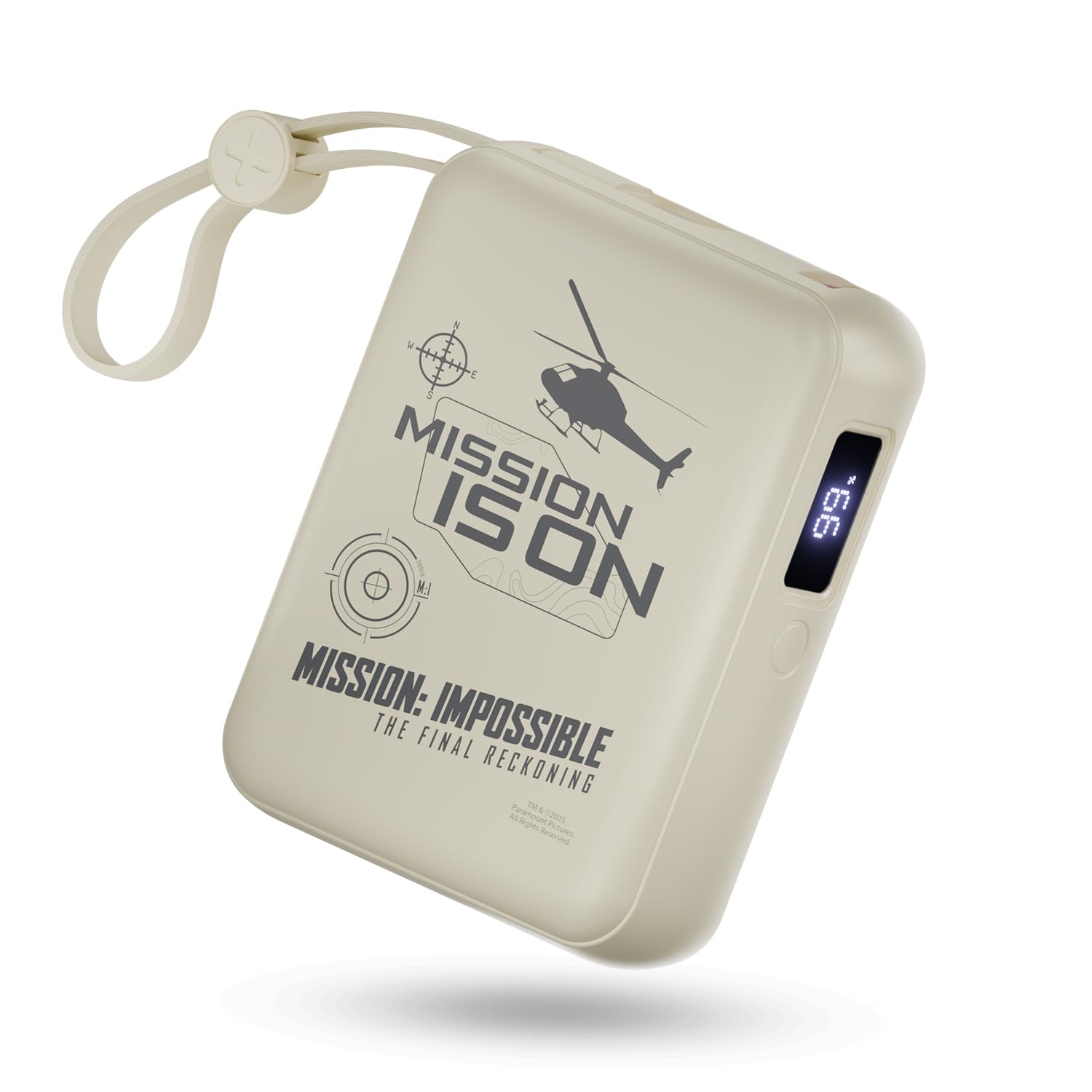 Mobilla x Mission: Impossible – MPower X2 Limited Edition Powerbank | 27W High-Speed Output | 10000mAh Battery | Built-In Type-C & Lightning Cables | Dual Fast Charging Ports | Battery Display (Cream)