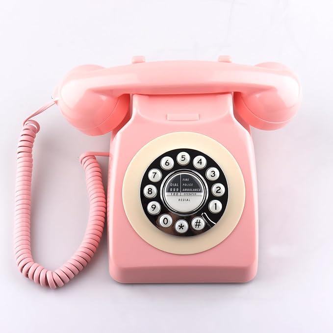 Teléfono Retro Clásico con Cable Rosa miniatura 2