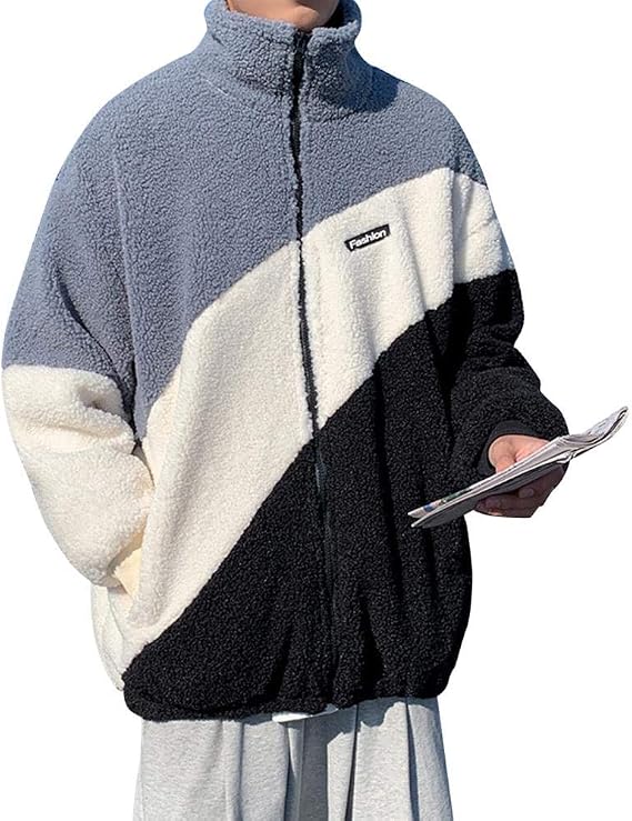 Amazon ボアブルゾン メンズ ボアジャケット フリースジャケットモッズコート 男性 ボアコート アウター もこもこ 無地 防寒 カジュアル コート ジャケット 通販