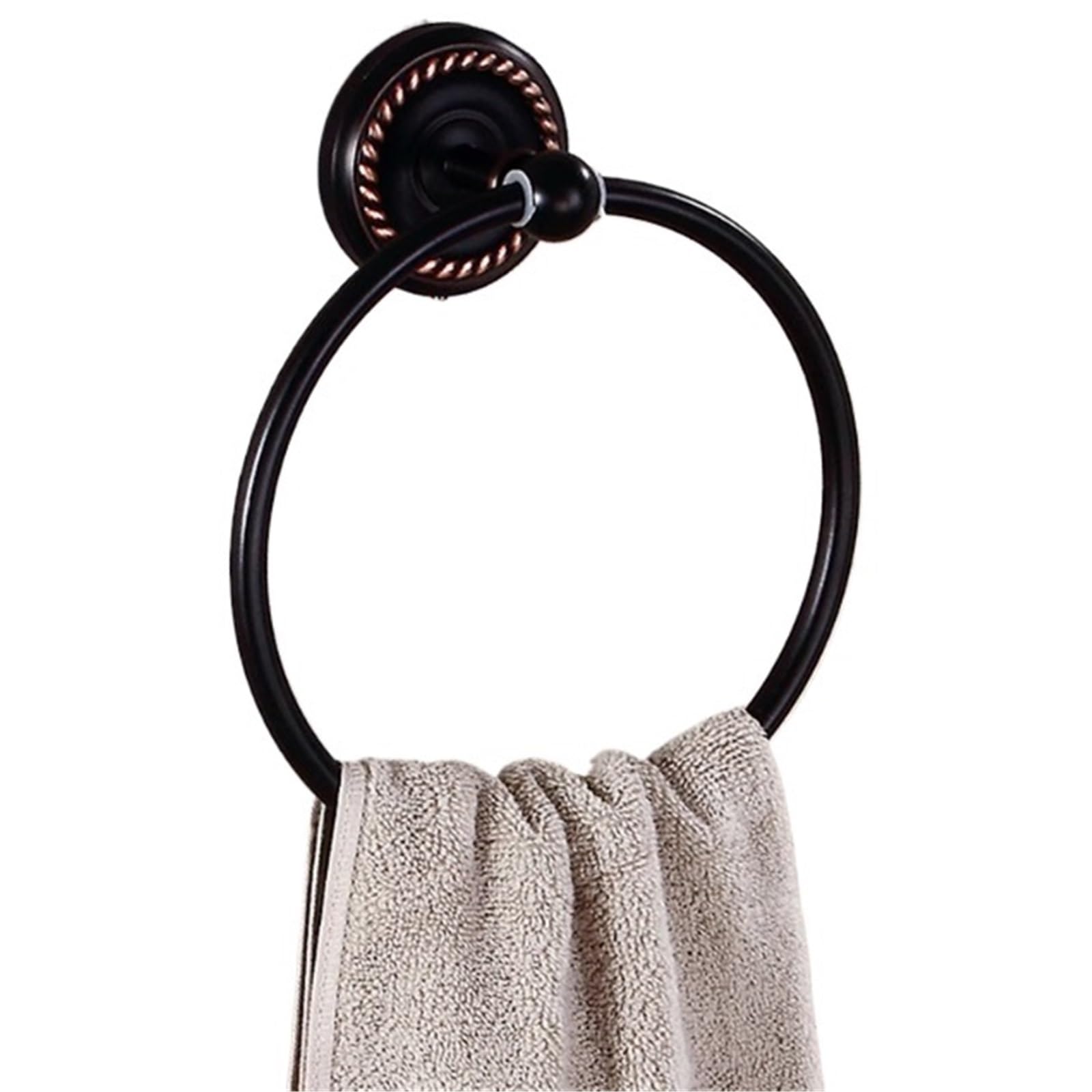 Porte-serviettes rond noir mural anti-rouille pour une salle de bain ordonnée et relaxante