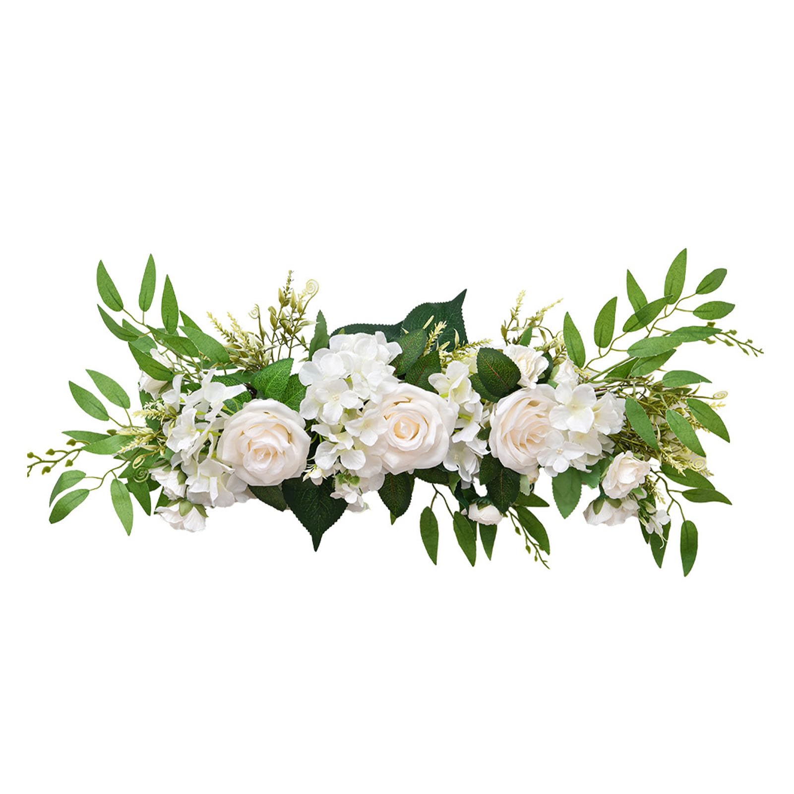 Kadimendium Decorazione di Fiori di Rosa Artificiale con Eleganti Petali di Seta per Sedia Nuziale e Decorazione da Tavolo 70x15 Cm (Bianca)