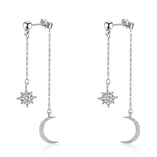 Moon and Star Dangle Earrings