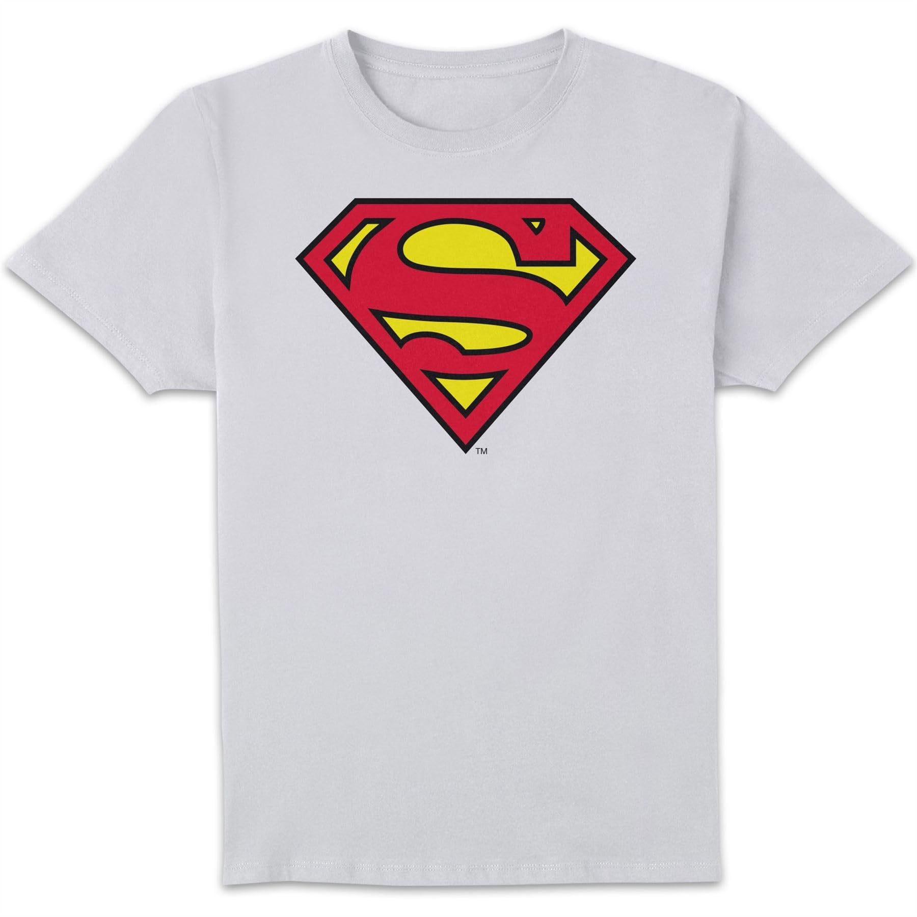 Superman Unisex White Official Shield Men's T-Shirt - | Size: Large