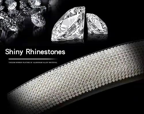 Miniatura 3 de Genérico Bling - Rueda de cuero de diamante para mujeres y niñas con rinoceronas de cryal, ajuste universal para rueda de automóvil de 15 horas,