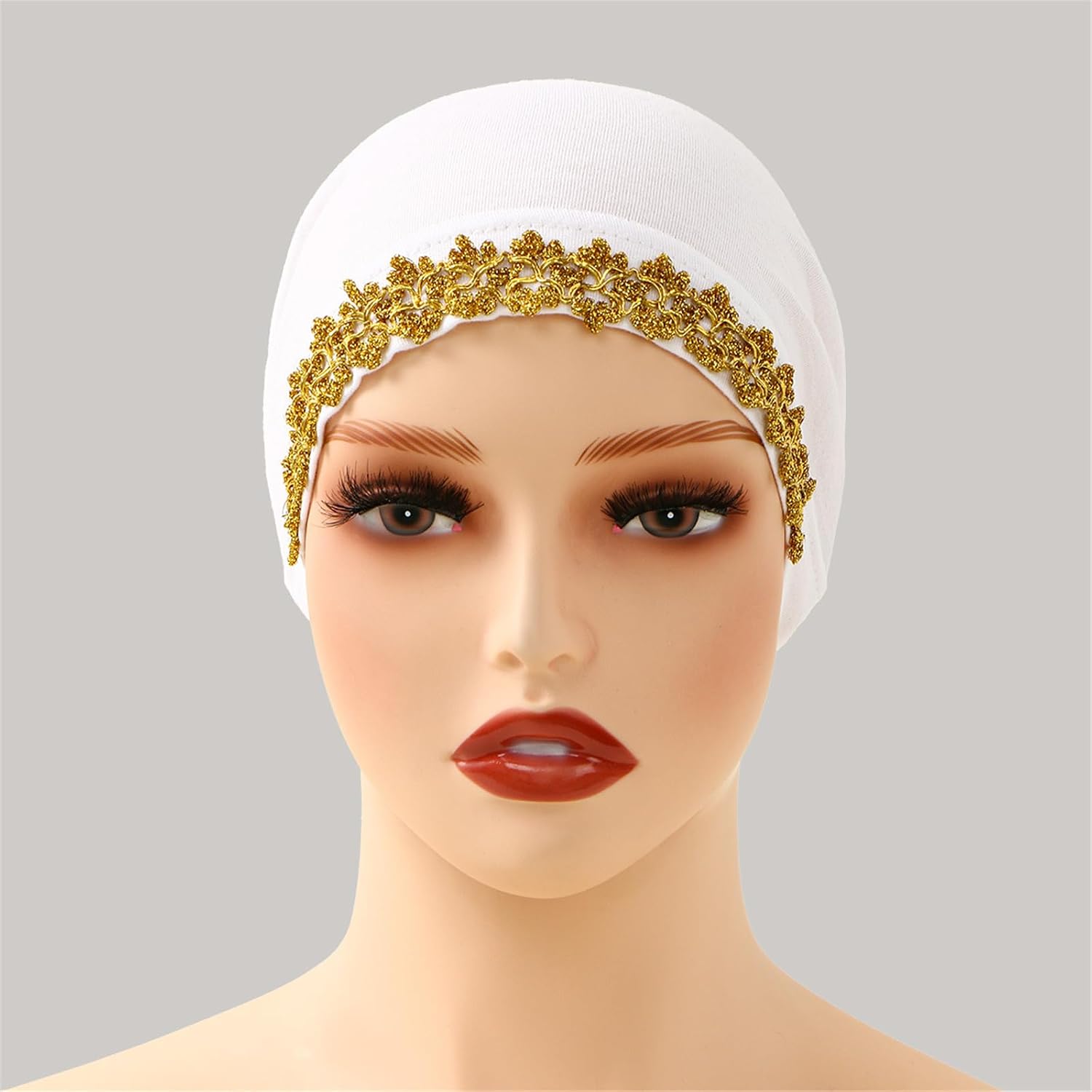 Trim Hijab Cap Easy to Wear Stretchy Turban Hat for Muslims Women Formal Casual Religious Event Gathering Color Rhinestone