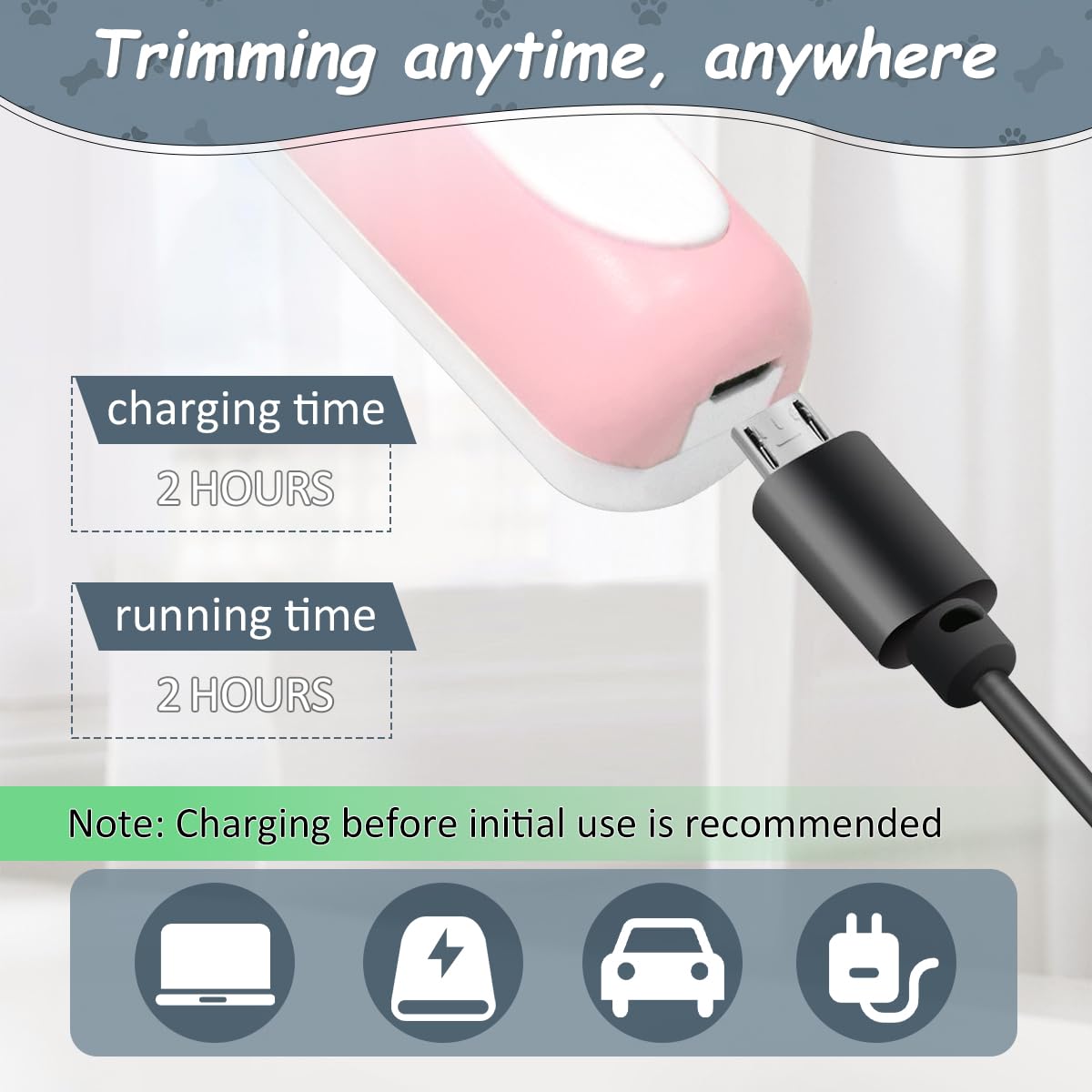 Tondeuse Chat/Chien Rose,Toilettage du Chien Avec Lumière LED,Tondeuse Animaux à Faible Bruit,Rechargeable par USB,Tondeuse Patte Chien Entre Coussinets pour Chat et Chiens Pattes,Oreilles,Croupe