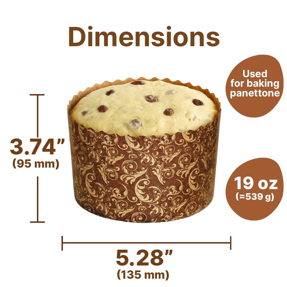 Panettone-Papierform, groß, 540 ml, 12 Stück, Paska Osterbrotformen, Brot, Papierform, Panettone, Braun, antihaftbeschichtet, Panettone-Papier-Backformen