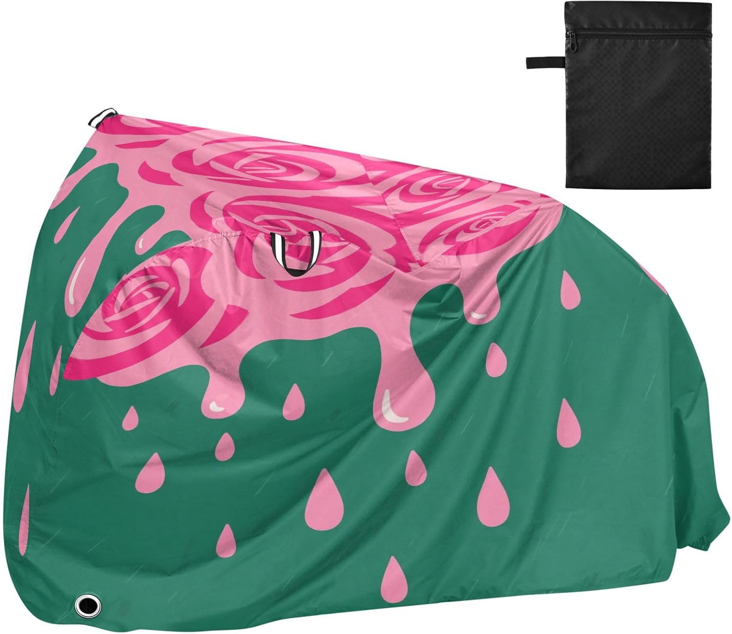 Rose Flower Pattern Drip Design Outdoor Bike Cover Uv Resistant Exercise Bike Cover Bikes Storage