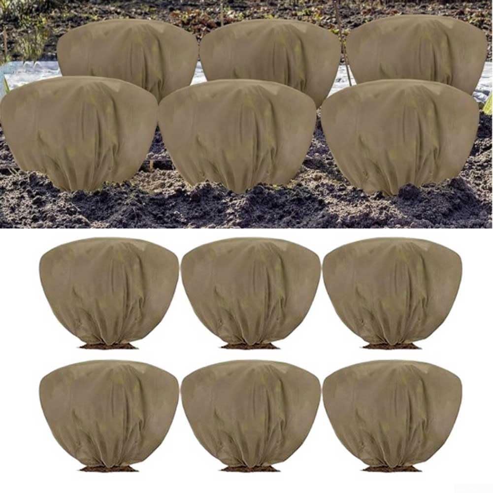 Cubierta para plantas de invierno, tela no tejida, bolsa de protección contra heladas, cierre de cordón, transpirable, a prueba de humedad, escudo esencial para arbustos jóvenes (12 piezas)