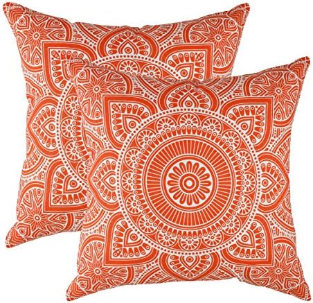 TreeWool (2 Pack Mandala Accent Cushion Covers in Cotton Canvas (45 x 45 cm / 18 x 18 Inches, Graphite)
