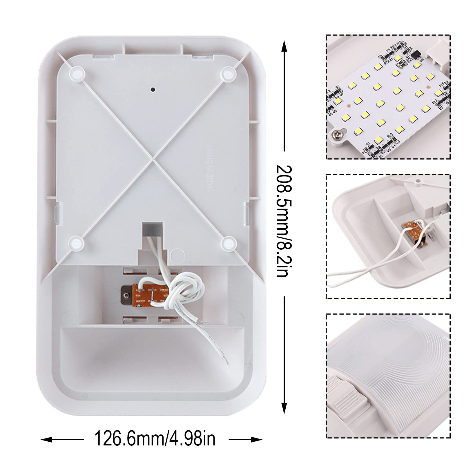 Carkio Frosted Ceiling Light 24-LED 12V - Illuminate Your RV Easy to Install, Energy Efficient, and Durable - Perfect for Trailers, Campers, Trucks, Vans, Boats, and Cars - Pack of 1