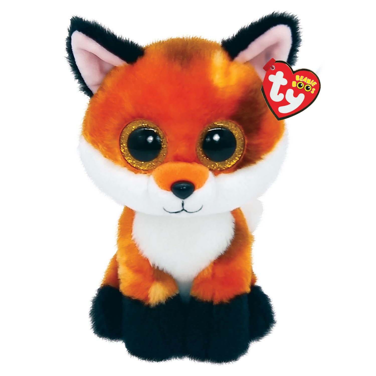 Ty Beanie Boos - Meadow il Volpino Arancione con Occhioni Dorati Glitter, il Peluche con gli Occhi Grandi Scintillanti - 28 Cm - T38012