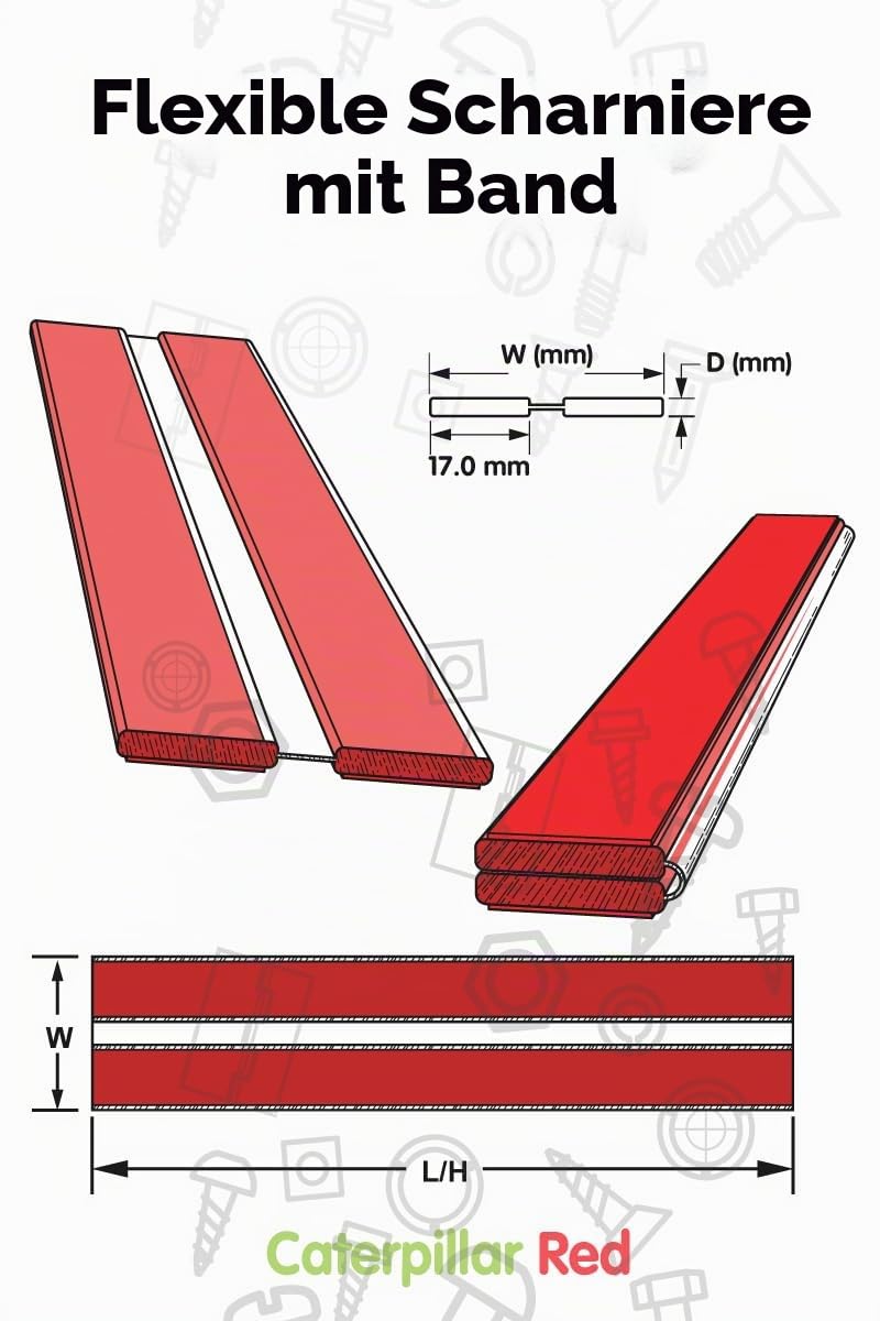 4x transparente flexible Acrylscharniere 300mm, selbstklebend, ohne Kleber | Schlankes selbstklebendes Scharnier ohne Metallstift, der rosten oder festgehen kann, für Deckel, Abdeckungen und Gehäuse