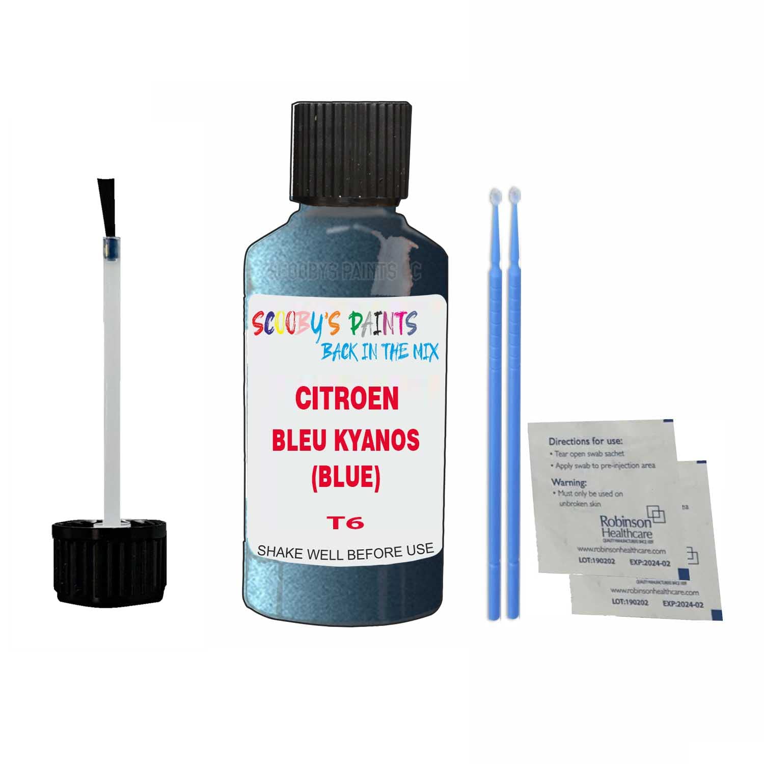 Scoobys Paints Back In The Mix Bleu Kyanos (Blue) Touch Up Paint For Citroen C4 Picasso T6 2008-2017 30Ml Bottle Brush Scratch Stone Chip Repair Pen