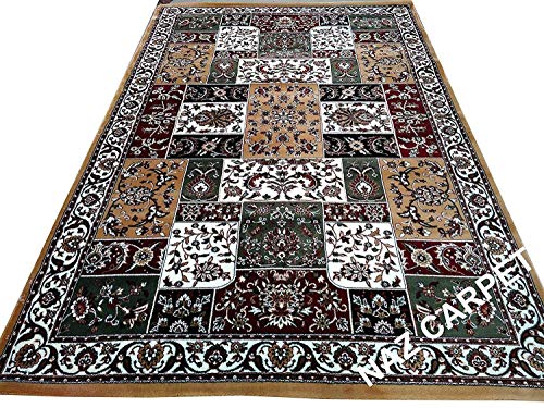 Image of Kashmiri Traditional Woollen Carpet with Advanced 1 Inch Thickness & Classical Look 90x160cm (3x5 Feet) Color Gold