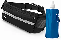 01 Pochete Corrida Fitness Impermeável + 01 Squeeze Plástico Dobrável 480 ml. Suporte para Garrafa, Ideal Academia, Bike, Ciclismo, Trilhas e Esportes. (Cores Sortidas) Kit Qualidade Premium