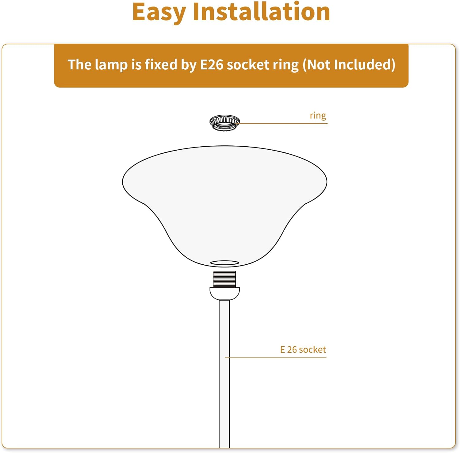 12" White Alabaster Glass Lamp Shade, Lipless Glass Lamp Dome, Fixture Replacement Globe for Floor Lamp, Pendant Light
