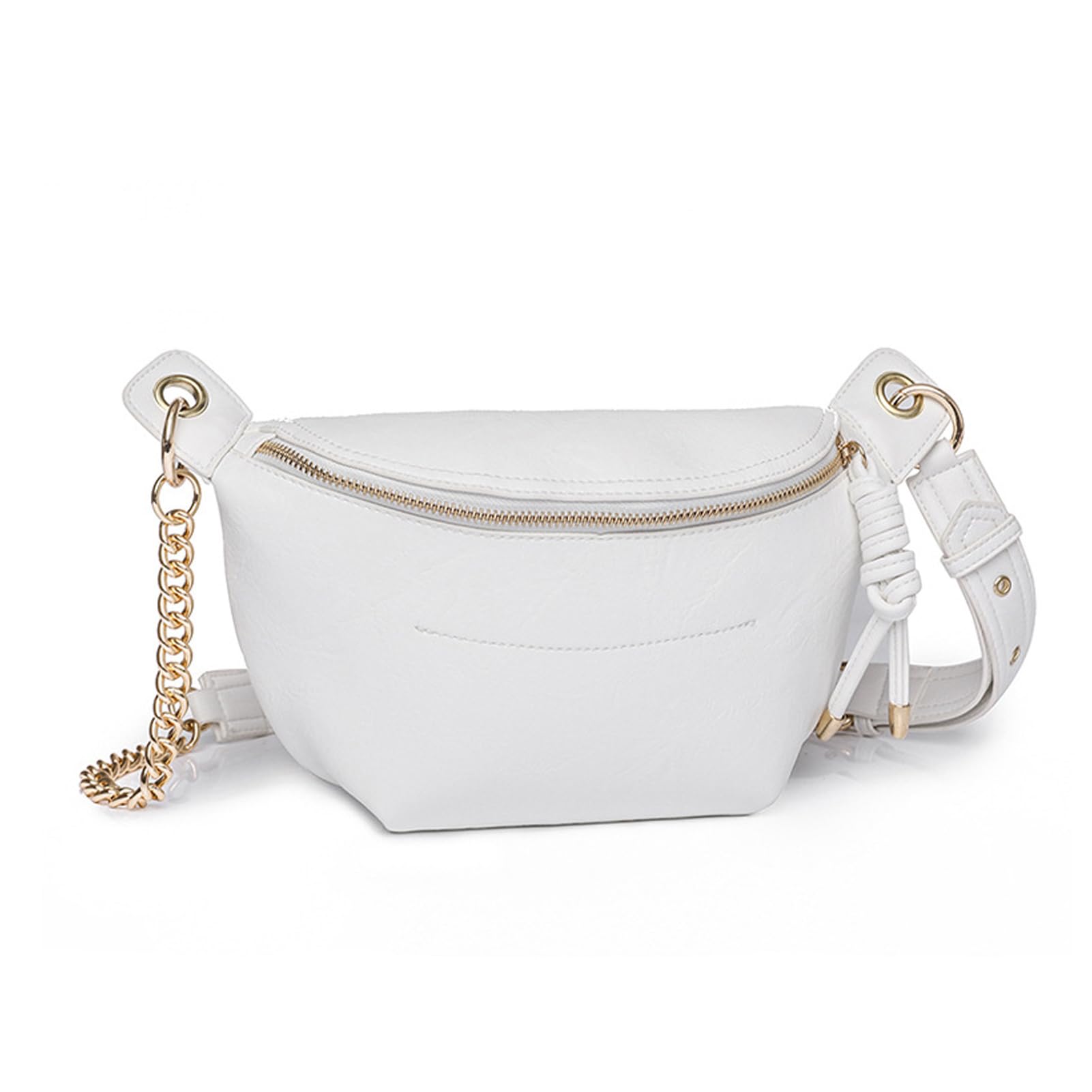 PU Leather Fanny Pack Crossbody Sling Bag for Women - Trendy Belt Bag with Adjustable Strap, Lightweight for Travel Daily Use (White)
