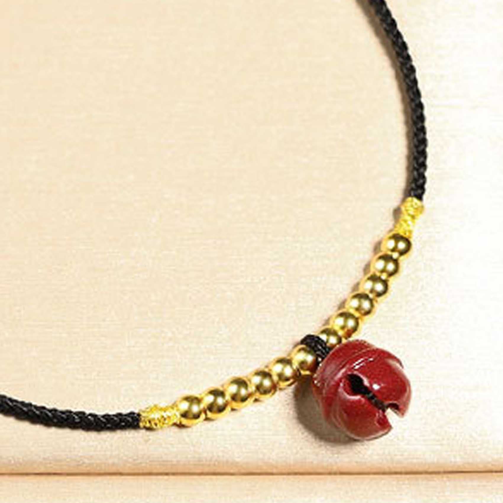 Pulsera Feng, Feng Shui Hilo Rojo Tobillo Cinabrio Campana Colgante Amuleto De La Suerte Cordón Hecho A Mano Pulsera De Pie Joyería De Amuleto De La Fortuna Ajustable Tobillera para Mujer
