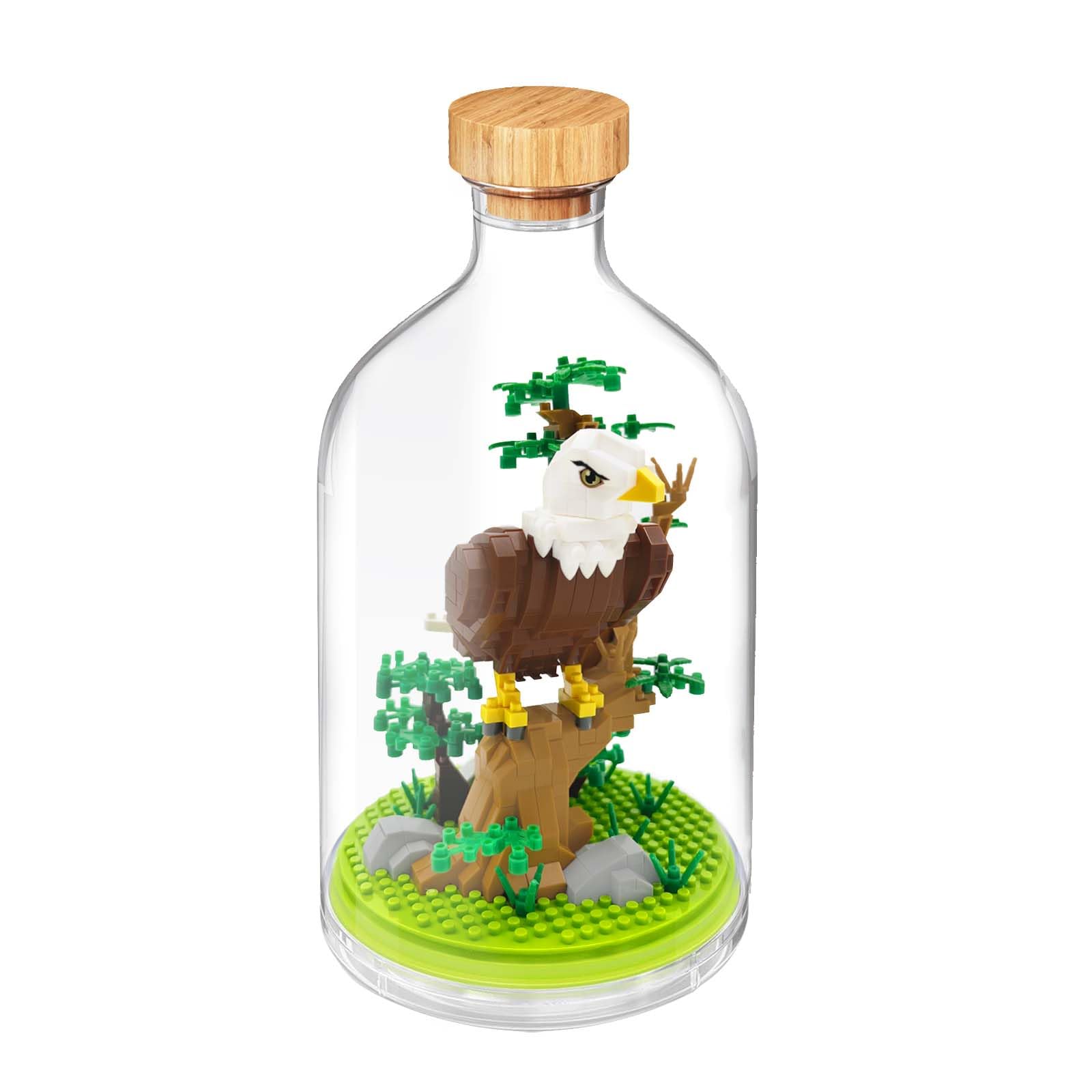 SYMIBRICK Eagle Animal Building Blocks, 466PCS Bird Mini Bricks Building Set with Dust Cover for Office Home Decor, Birthday Gifts for Adults Ages 14+
