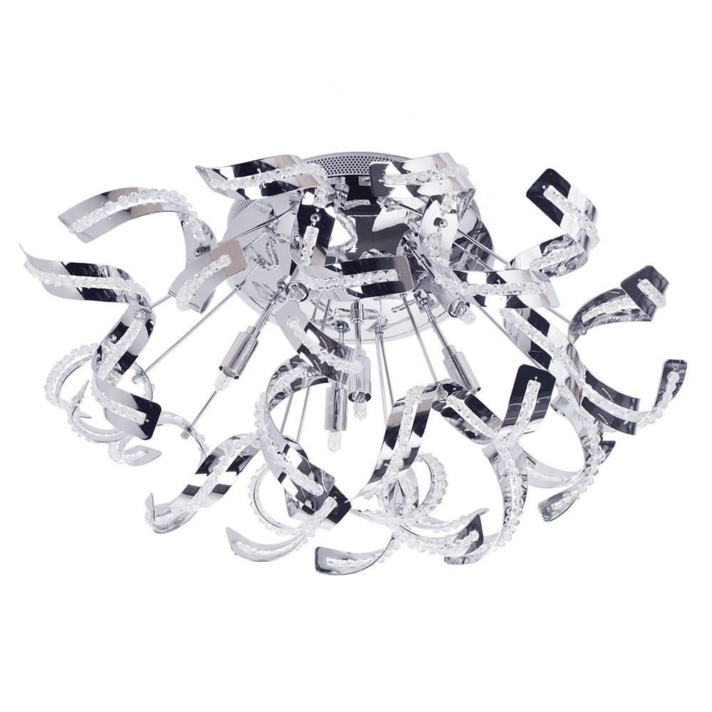 Litecraft Polished Chrome Twirl Ceiling Light Semi Flush Mount Crystal Effect Fitting Size 6